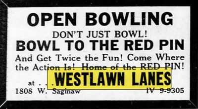 Westlawn Lanes - Jan 4 1970 Ad (newer photo)